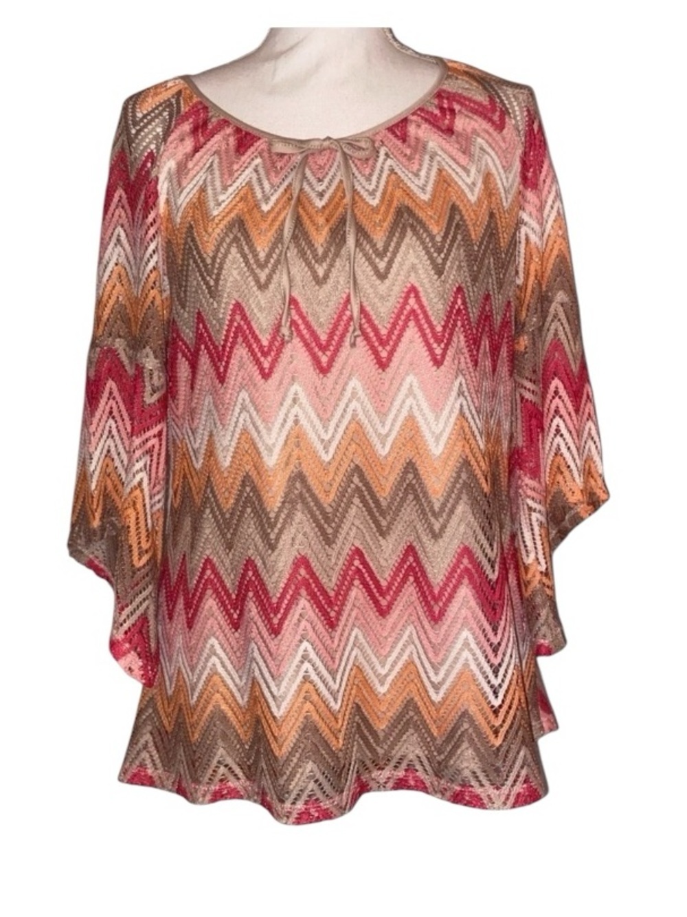 Tacera Brand Chevron Blouse Multi Color Size Large